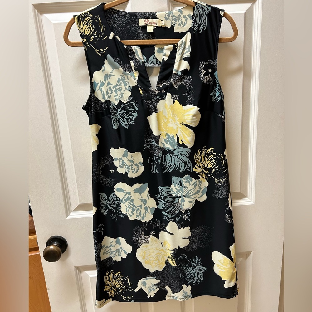 Boutique Aryeh V-neck sleeveless shift dress black/yellow Size M